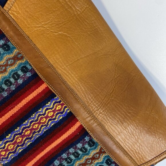 Vtg Saddle Blanket Crossbody Laptop Book Bag Messenger Hand Tooled Leather 14x12 - Picture 8 of 16